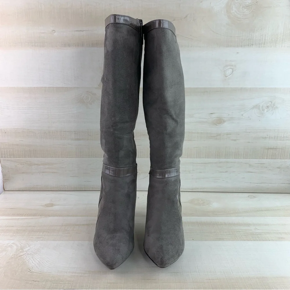 Amelia Grace Grey Knee High Boots - Picture 4 of 15